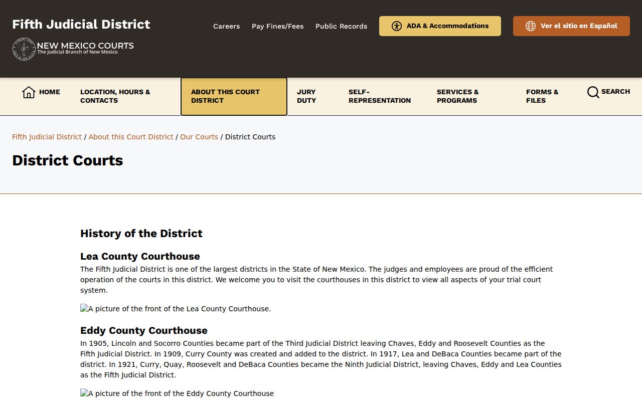 Fifth District courts overview used to route Lea County arrest-warrant questions