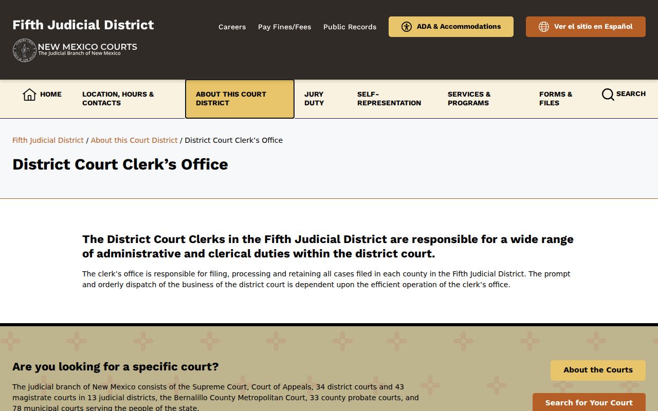 Fifth District clerk office source used for Lovington court record routing